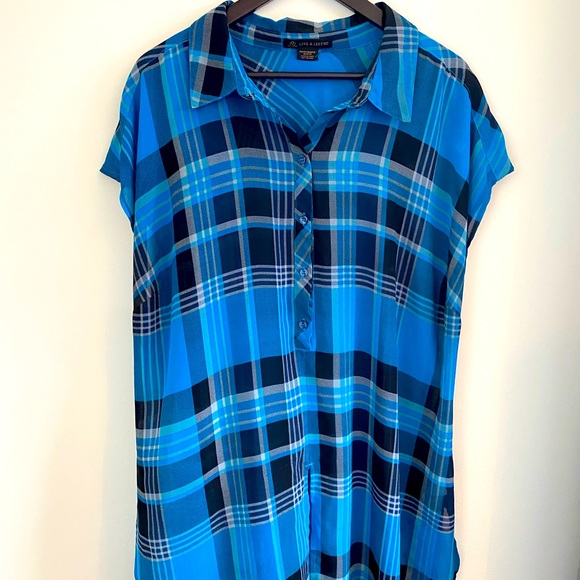 2X Long Blue Tunic Shirt - Picture 3 of 6